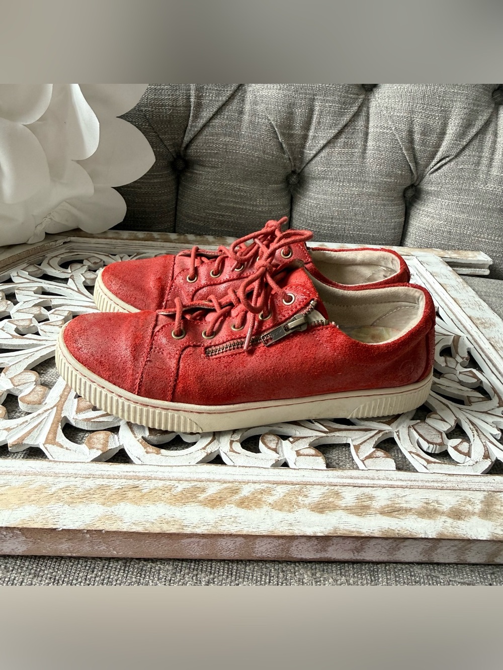 Born Red Suede Leather Sneakers Shoes Women’s 9